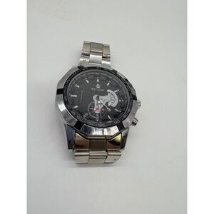 WEIGUAN Chronograph Tachymeter Black Dial Stainless Steel Mens Watch